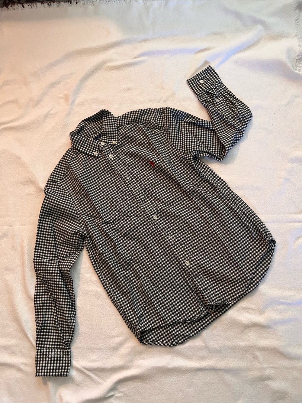 Ralph Lauren Boys Black & White Gingham Button-Down Shirt